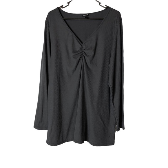 Torrid Ribbed Grey‎ Long Sleeve Top with Ruching Detail Size 4 - Picture 1 of 7
